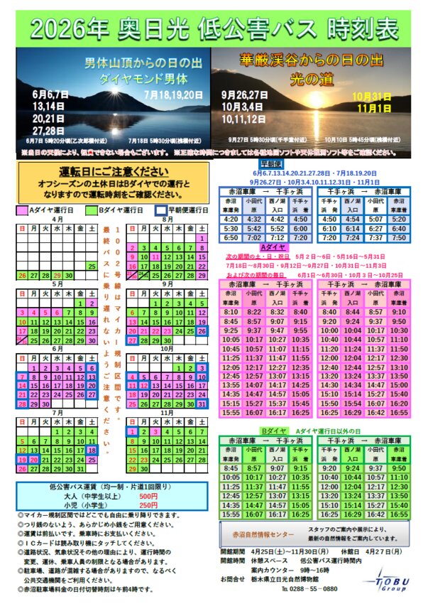 Low Emission Bus Timetable